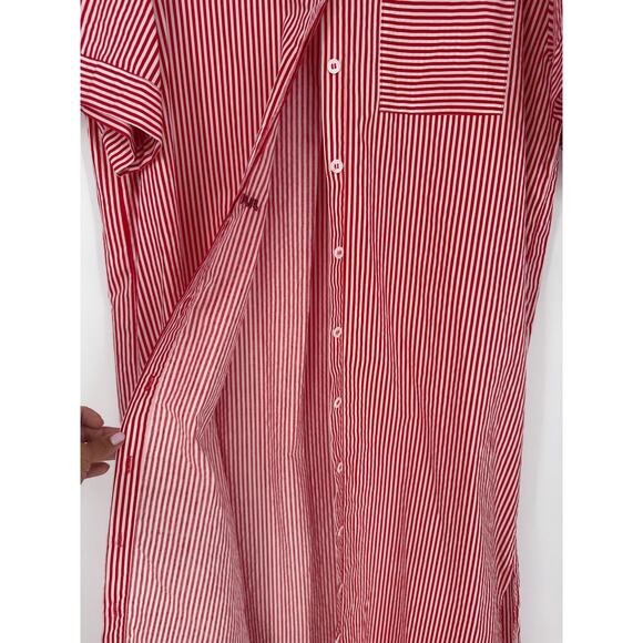 Jiji Studio Paris Dress Diane in Red White Stripe Oversized Buttondown Sz Medium - Picture 4 of 7